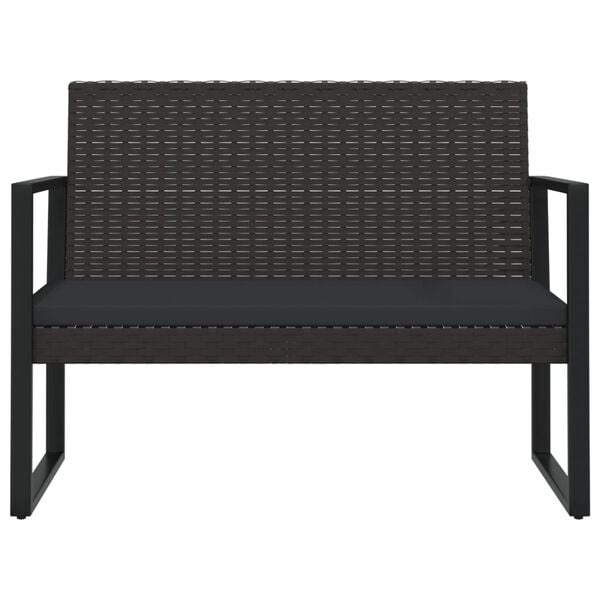 Vidaxl Gartenbank mit Kissen 106 cm Poly-Rattan Schwarz - 34% Rabatt
