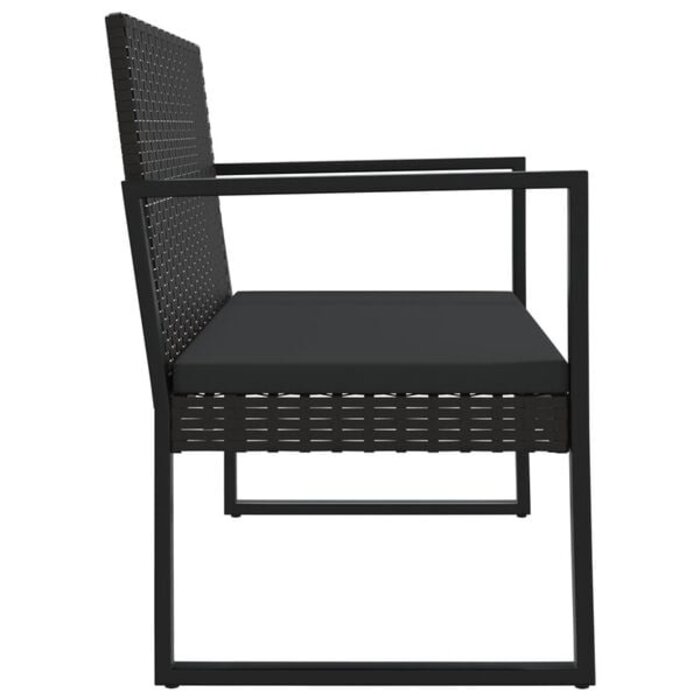 Vidaxl Gartenbank mit Kissen 106 cm Poly-Rattan Schwarz - 34% Rabatt