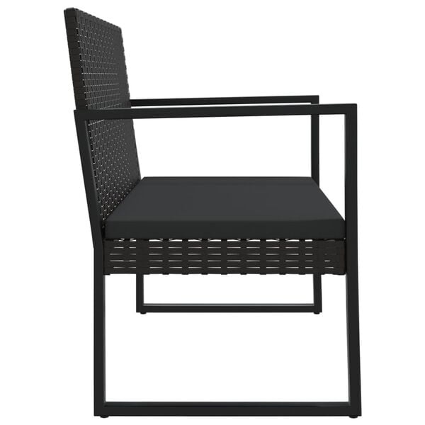Vidaxl Gartenbank mit Kissen 106 cm Poly-Rattan Schwarz - 34% Rabatt