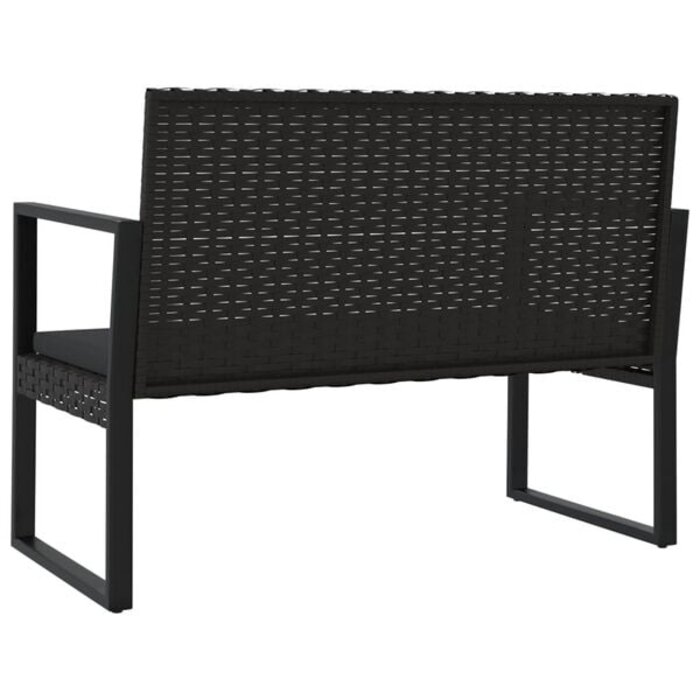 Vidaxl Gartenbank mit Kissen 106 cm Poly-Rattan Schwarz - 34% Rabatt