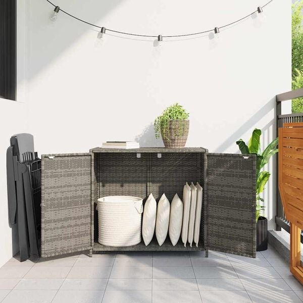Vidaxl Gartenschrank aus Polyrattan 83x45x76 cm Grau - 35% Rabatt