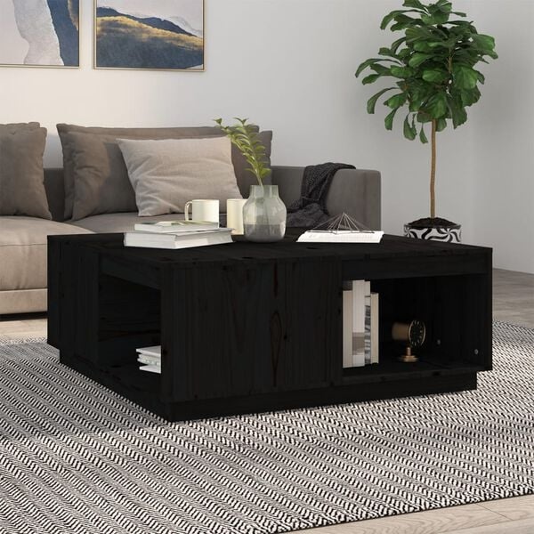 Vidaxl Couchtisch aus massivem Kiefernholz, 100x101x40,5 cm, Schwarz - 35% Rabatt