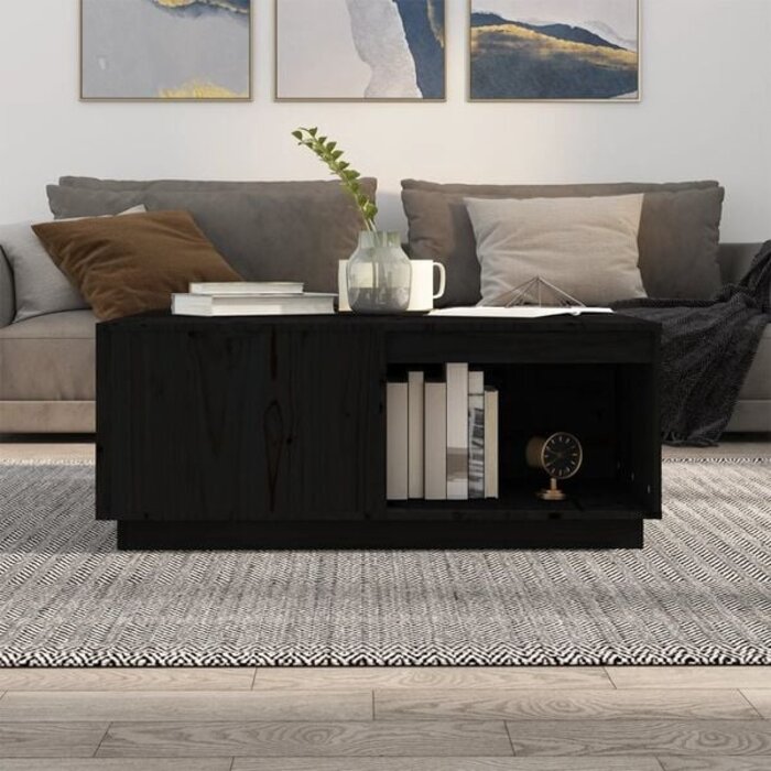 Vidaxl Couchtisch aus massivem Kiefernholz, 100x101x40,5 cm, Schwarz - 35% Rabatt