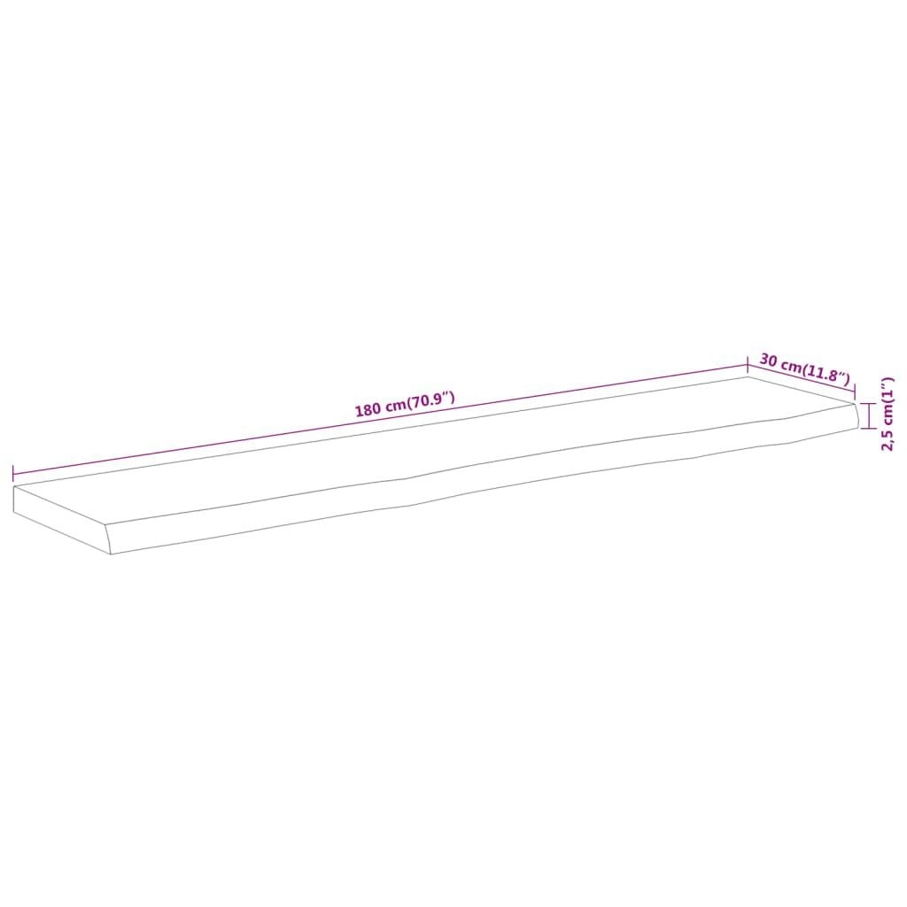 Vidaxl Tischplatte Akazie Naturkante 180x30x2,5 cm - 43% Rabatt