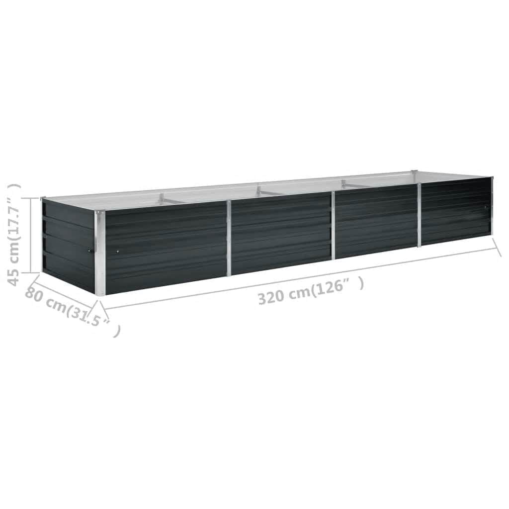 Vidaxl Großes Hochbeet verzinkter Stahl 320x80x45cm Anthrazit - 34% Rabatt