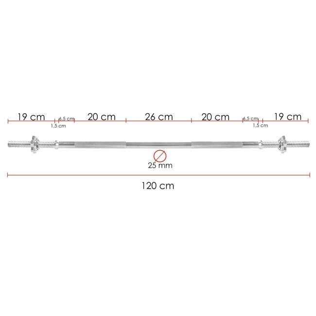 Viking Choice Kurzhantelstange 120 cm - 25 mm - 40% Rabatt - Verchromter Stahl