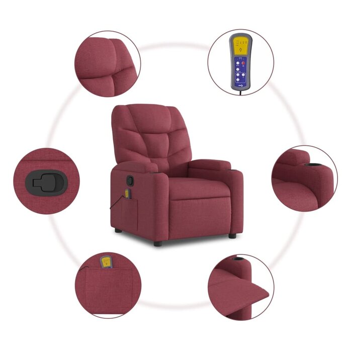 Vidaxl Massagesessel verstellbar, weinrot - 35% Rabatt