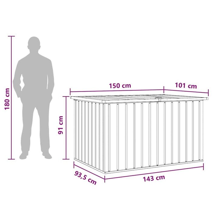 Gartenbox 149x99x93cm aus verzinktem Stahl Grau - 35% Rabatt