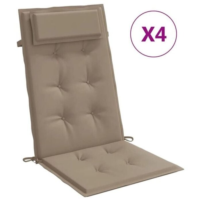 Vidaxl 4er-Set Stuhlkissen für Hochlehner, 120 x 50 cm, Taupe, 33% Rabatt