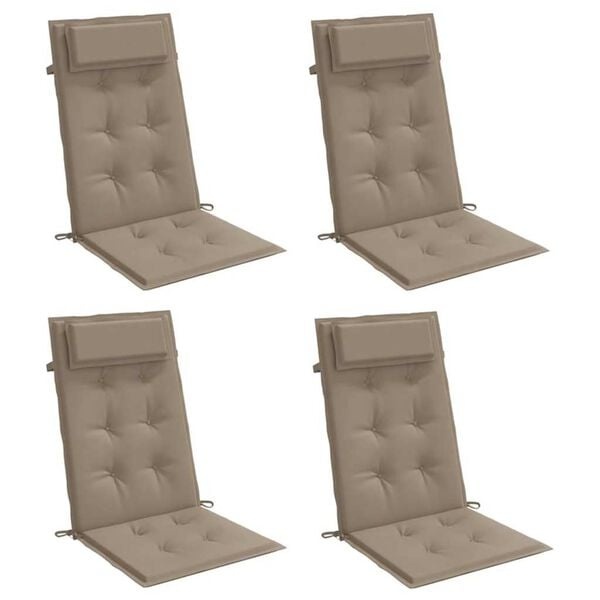 Vidaxl 4er-Set Stuhlkissen für Hochlehner, 120 x 50 cm, Taupe, 33% Rabatt