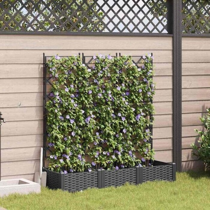 Vidaxl 34% Rabatt: 3er-Set Pflanzkübel mit Rankgitter, 120 x 40 x 125,5 cm, Schwarz