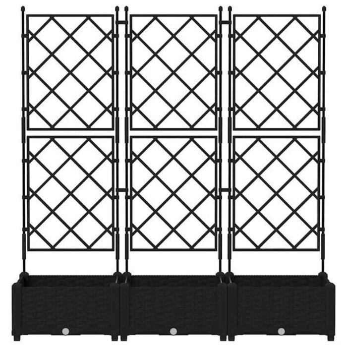 Vidaxl 34% Rabatt: 3er-Set Pflanzkübel mit Rankgitter, 120 x 40 x 125,5 cm, Schwarz