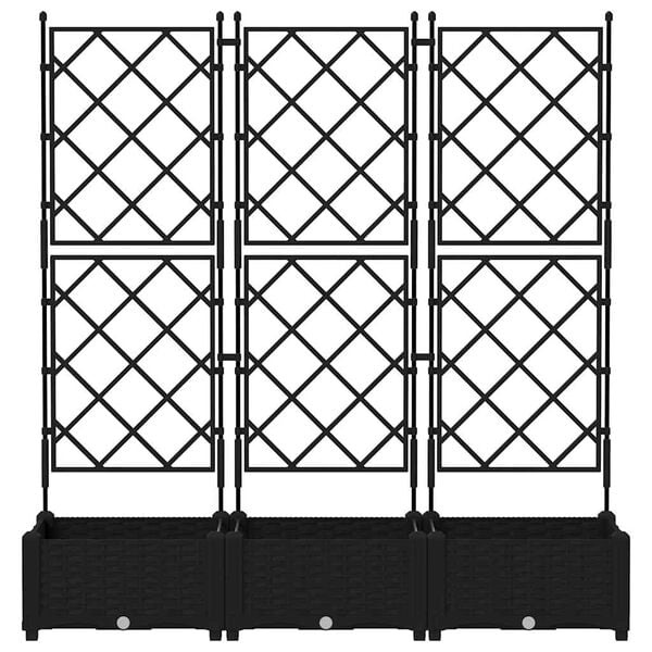 Vidaxl 34% Rabatt: 3er-Set Pflanzkübel mit Rankgitter, 120 x 40 x 125,5 cm, Schwarz