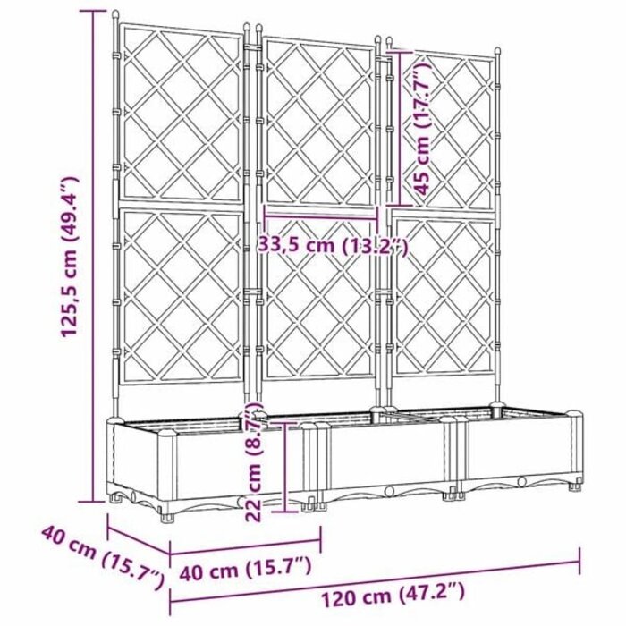 Vidaxl 34% Rabatt: 3er-Set Pflanzkübel mit Rankgitter, 120 x 40 x 125,5 cm, Schwarz