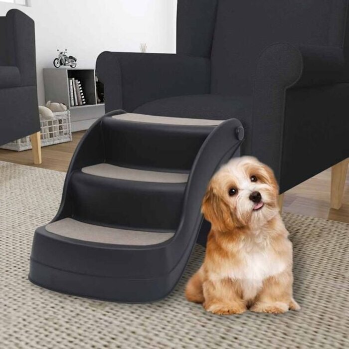 Vidaxl Hundetreppe 3 Stufen klappbar, schwarz 50x38x38 cm - 33% Rabatt