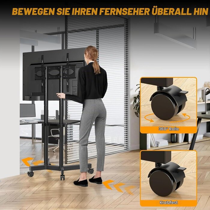Mobiler TV-Ständer 32-75 Zoll, höhenverstellbar - 34% Rabatt