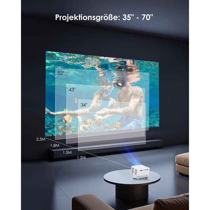 Yoton Mini Beamer 1080p, 180° Rotation, kompakt - 33% Rabatt