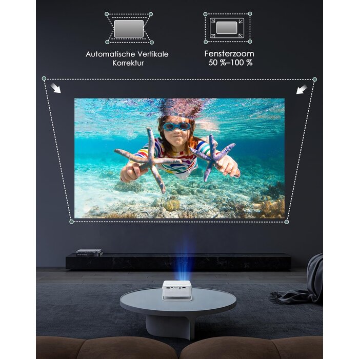 Yoton Mini Beamer 1080p, 180° Rotation, kompakt - 33% Rabatt
