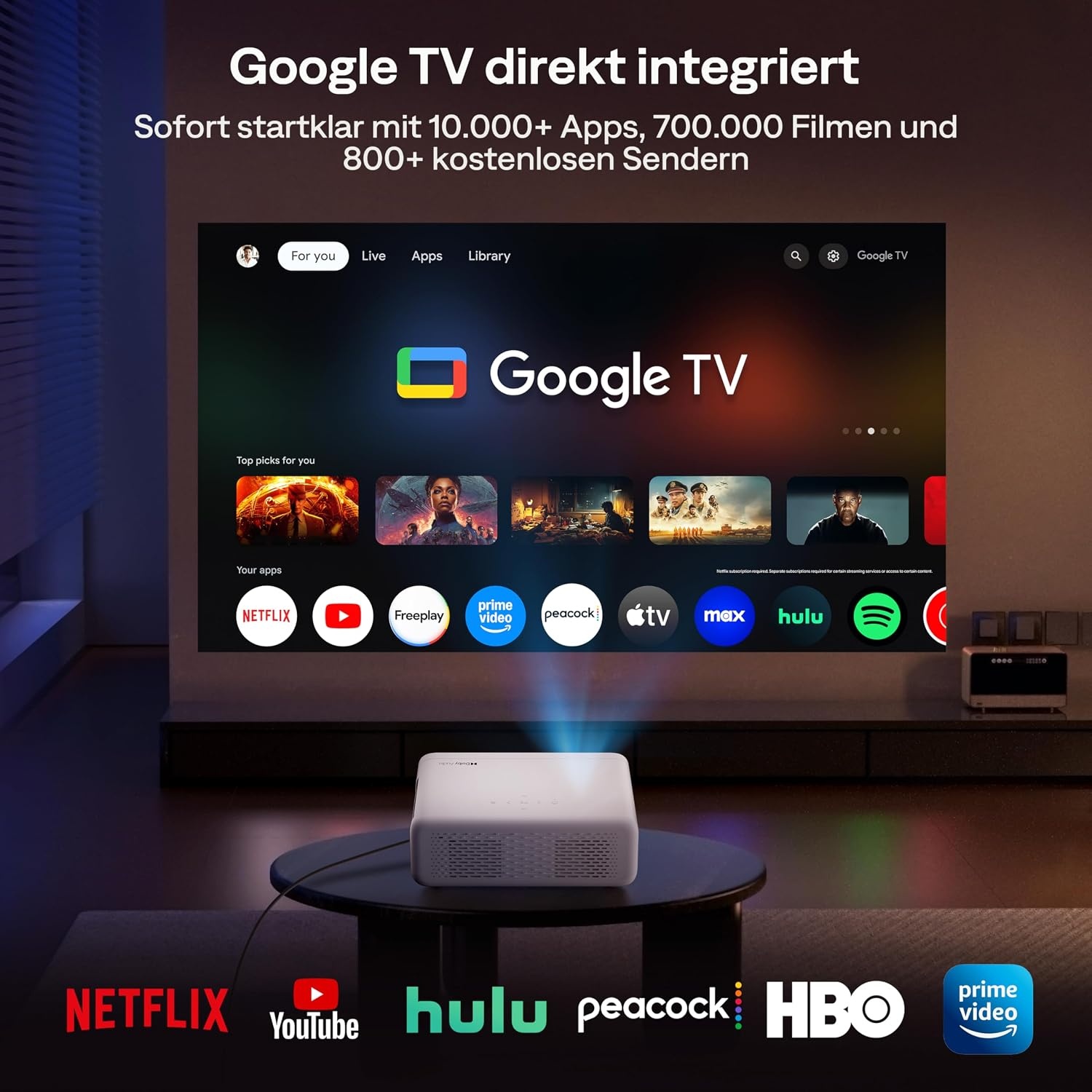 Full HD Smart Beamer mit Google TV - 35% Rabatt