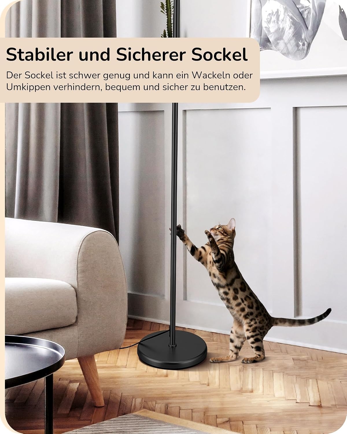 Bogen-Stehleuchte 160 cm, schwarz/beige, inkl. E27 LED - 34% Rabatt