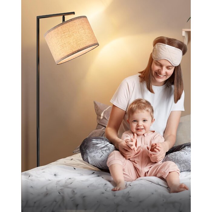 Bogen-Stehleuchte 160 cm, schwarz/beige, inkl. E27 LED - 34% Rabatt