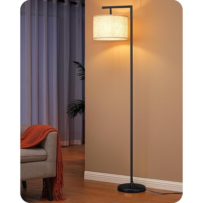 Bogen-Stehleuchte 160 cm, schwarz/beige, inkl. E27 LED - 34% Rabatt