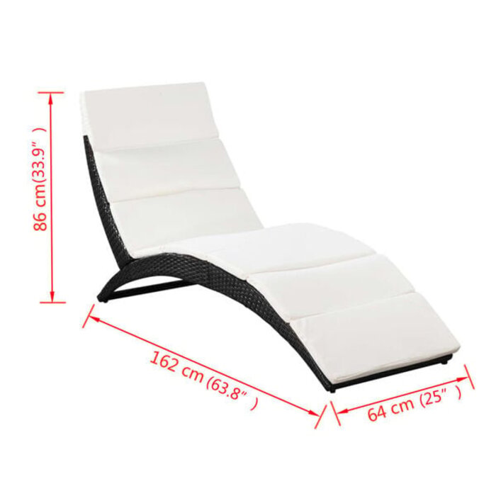 Vidaxl Klappbare Sonnenliege Rattan Schwarz - 34% Rabatt - Ausgepackt & Neuwertig