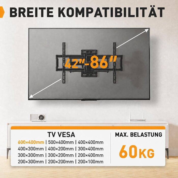 TV-Wandhalterung schwenkbar 42-86 Zoll - 33% Rabatt