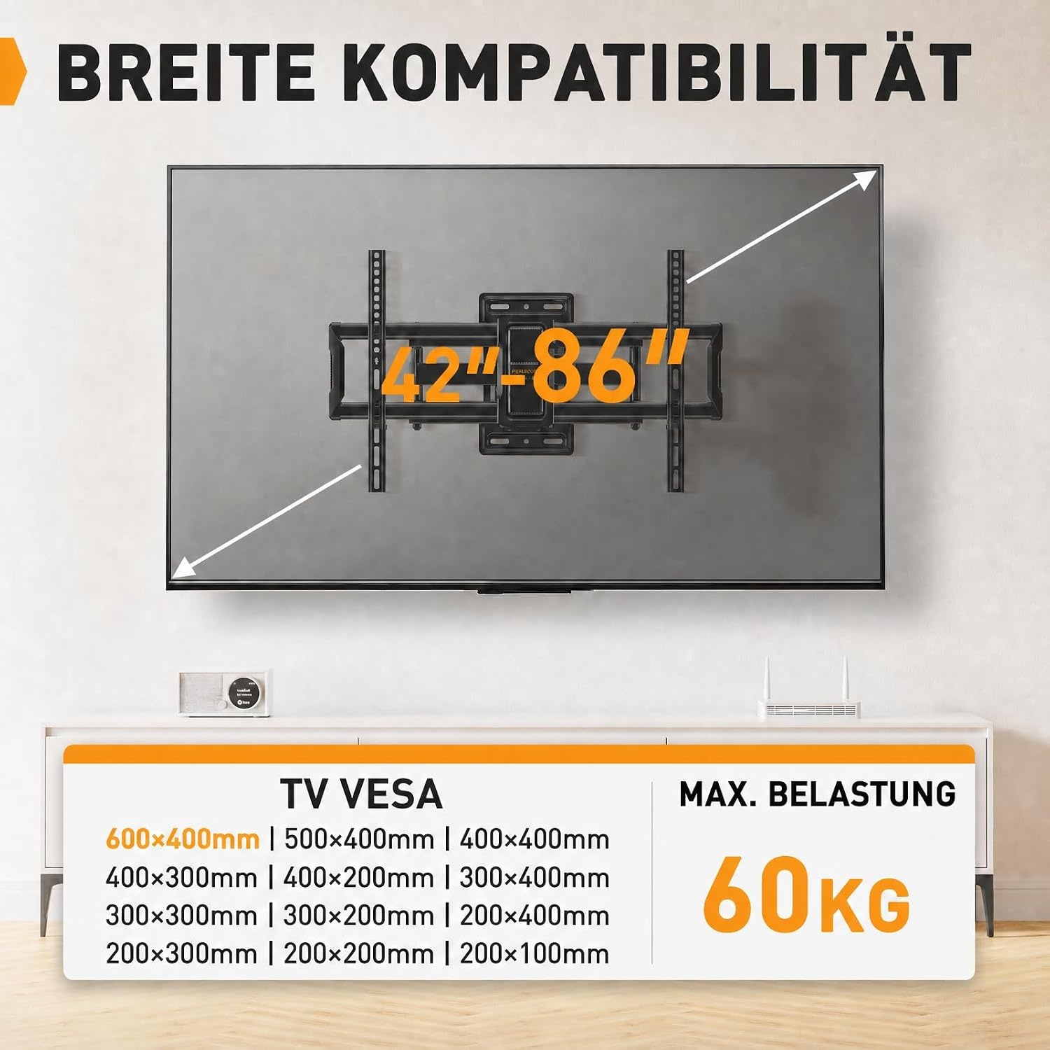 TV-Wandhalterung schwenkbar 42-86 Zoll - 33% Rabatt
