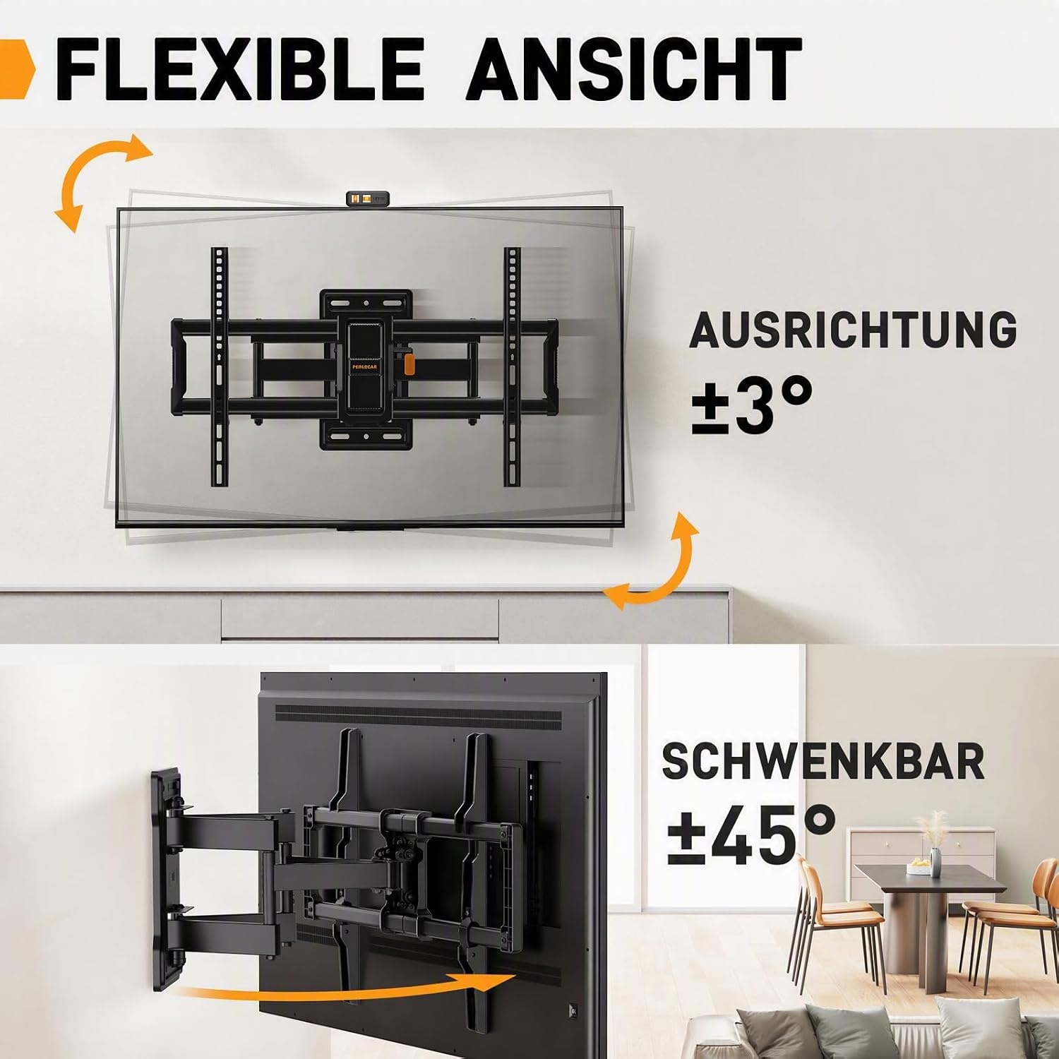 TV-Wandhalterung 42-86 Zoll schwenkbar - 33% Rabatt