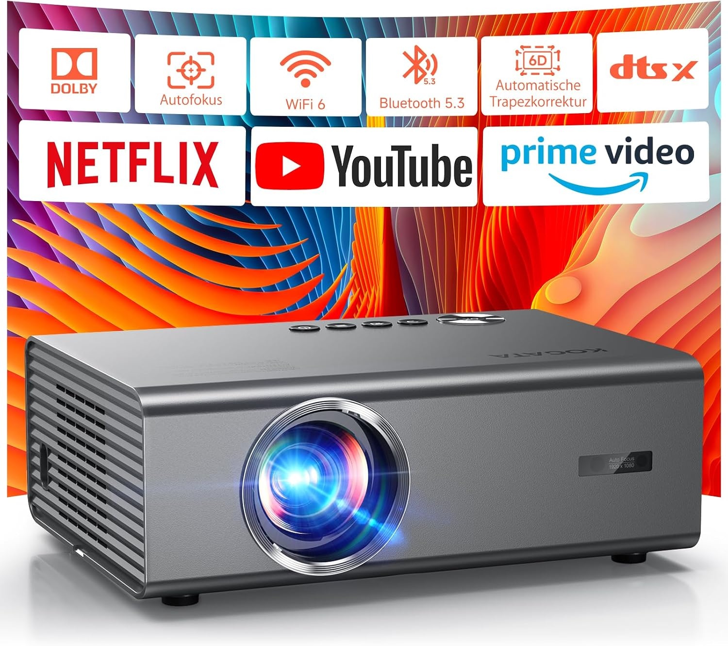 4K Smart Beamer Heimkino-Projektor - 35% Rabatt - Grau