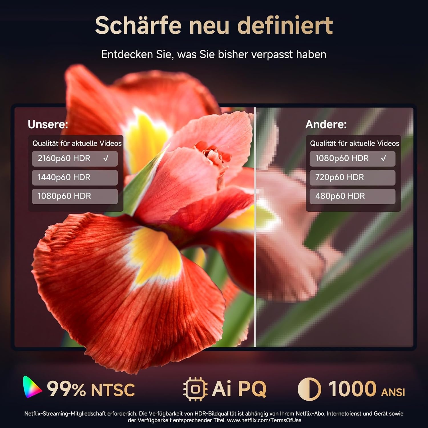 4K Smart Beamer Heimkino-Projektor - 35% Rabatt - Grau
