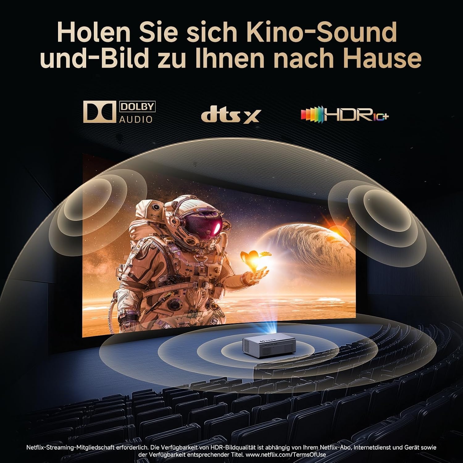 4K Smart Beamer Heimkino-Projektor - 35% Rabatt - Grau