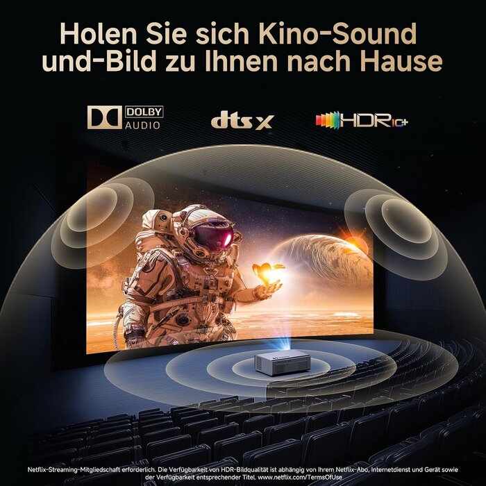 4K Smart Beamer Heimkino-Projektor - 35% Rabatt - Grau