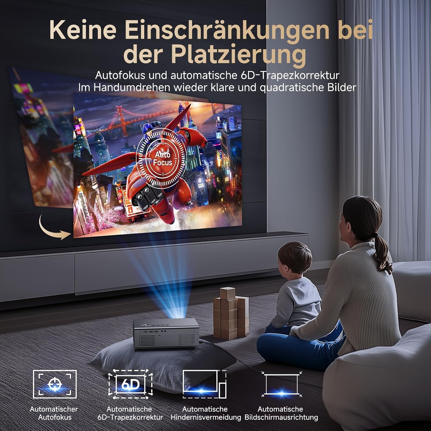 4K Smart Beamer Heimkino-Projektor - 35% Rabatt - Grau