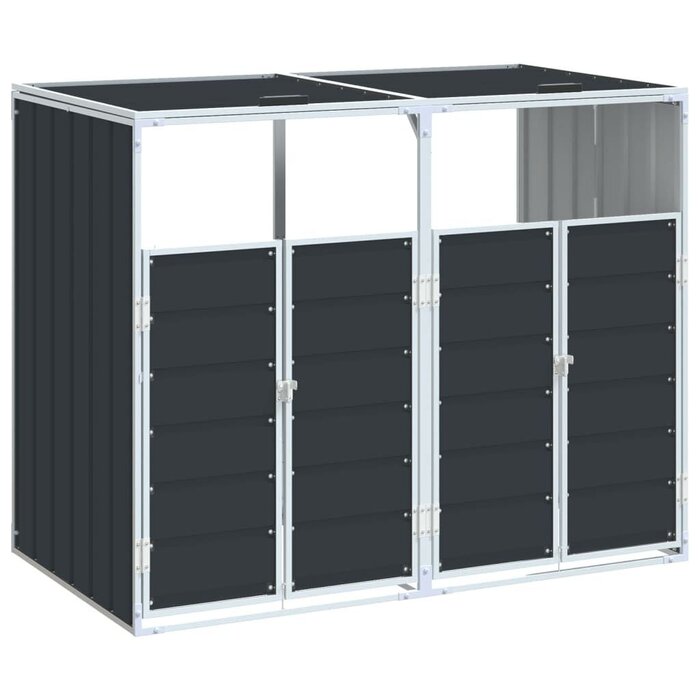 Vidaxl Mülltonnenbox für 2 Tonnen Stahl Anthrazit 144x81x113cm - 35% Rabatt