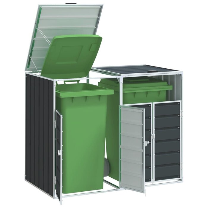 Vidaxl Mülltonnenbox für 2 Tonnen Stahl Anthrazit 144x81x113cm - 35% Rabatt