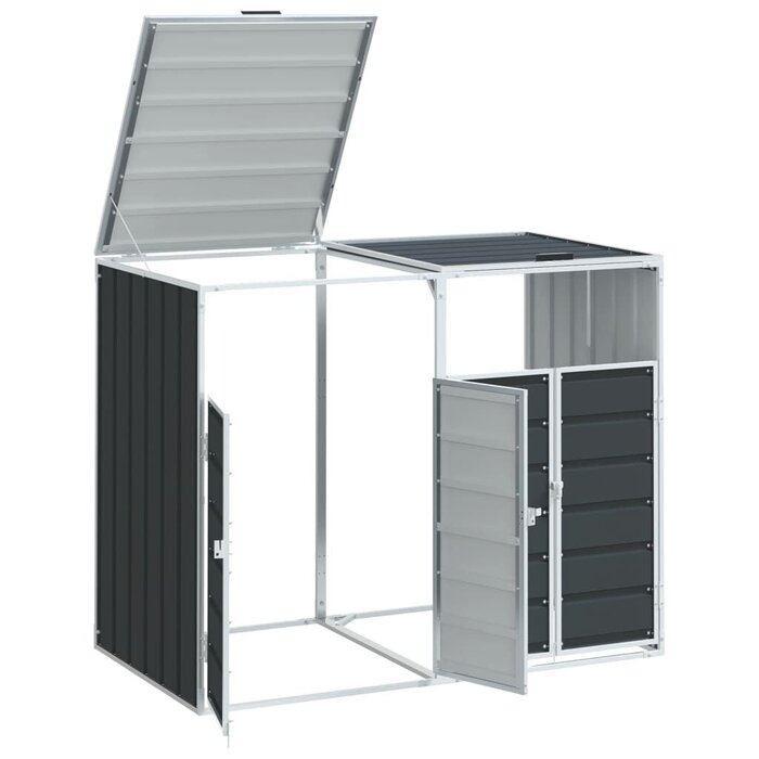 Vidaxl Mülltonnenbox für 2 Tonnen Stahl Anthrazit 144x81x113cm - 35% Rabatt