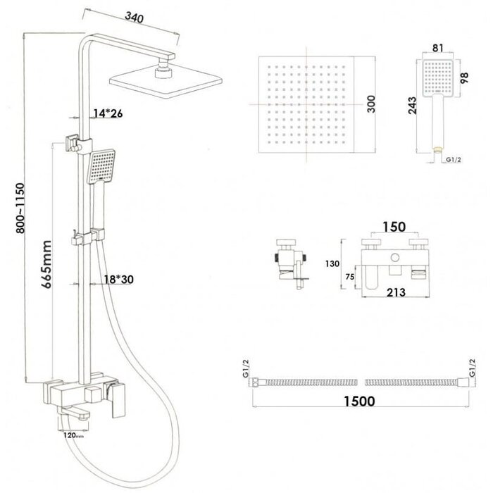 Viking Choice Luxus-Duschsystem mit Wannenarmatur & Regendusche - 35% Rabatt