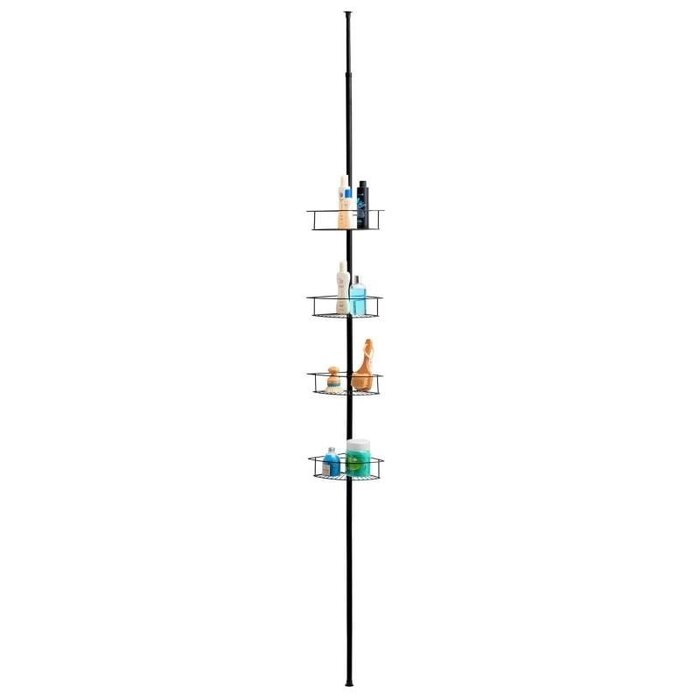 Viking Choice Teleskop-Duschregal in Schwarz, 4 Ablagen, ohne Bohren - 33% Rabatt