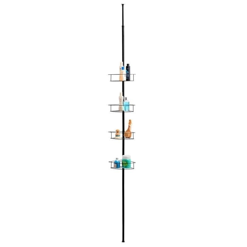 Viking Choice Teleskop-Duschregal in Schwarz, 4 Ablagen, ohne Bohren - 33% Rabatt
