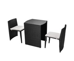 Vidaxl 3-tlg. Bistroset Polyrattan schwarz - 53% Rabatt