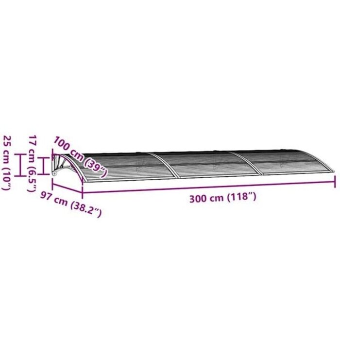 Vidaxl Türvordach 300x100 cm Polycarbonat Schwarz - 35% Rabatt