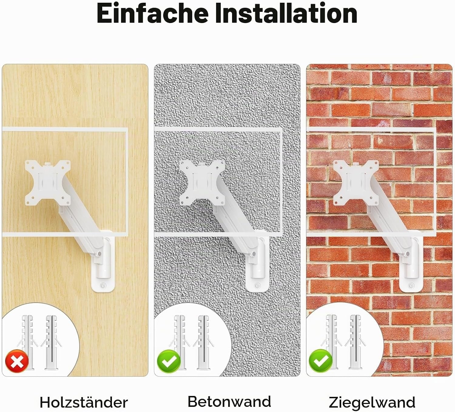 Monitor-Wandhalterung, Gasdruckfeder, 13-32 Zoll, Weiß - 32% Rabatt
