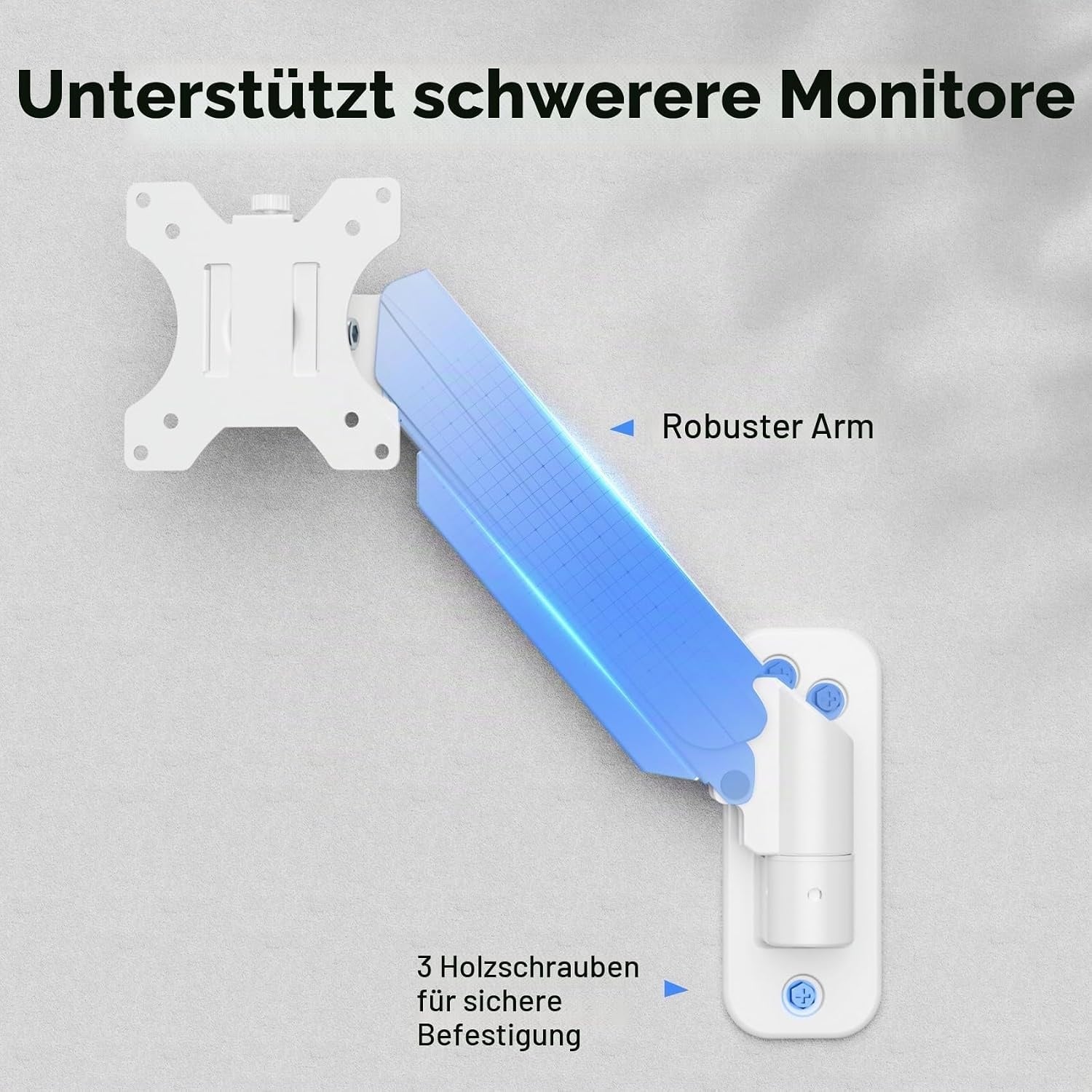 Monitor-Wandhalterung, Gasdruckfeder, 13-32 Zoll, Weiß - 32% Rabatt