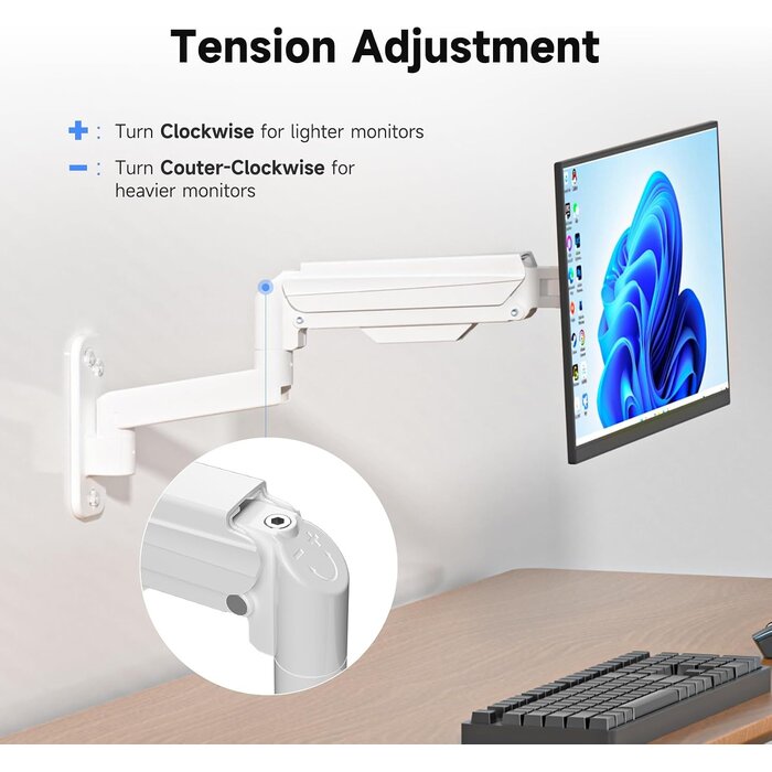 Monitor-Wandhalterung, Gasdruckfeder, 13-32 Zoll, Weiß - 32% Rabatt