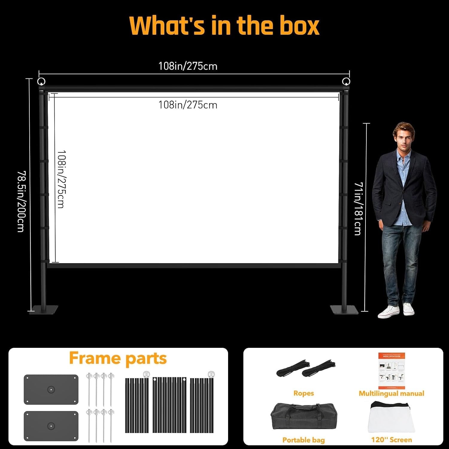 120 Zoll Beamer-Leinwand mit Stativ - Outdoor Projektionsfläche - 34% Rabatt
