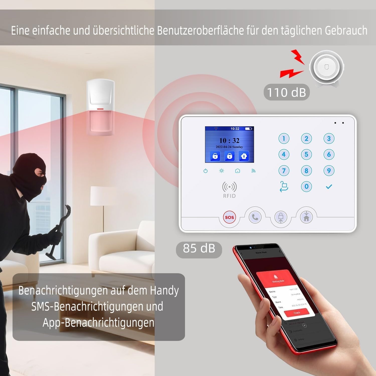 Drahtloses 4G/WiFi Alarmsystem - 35% Rabatt - Komplett-Set