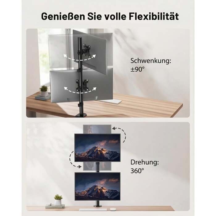 Vertikaler Doppel-Monitorständer 17-32 Zoll - Schwarz - 33% Rabatt