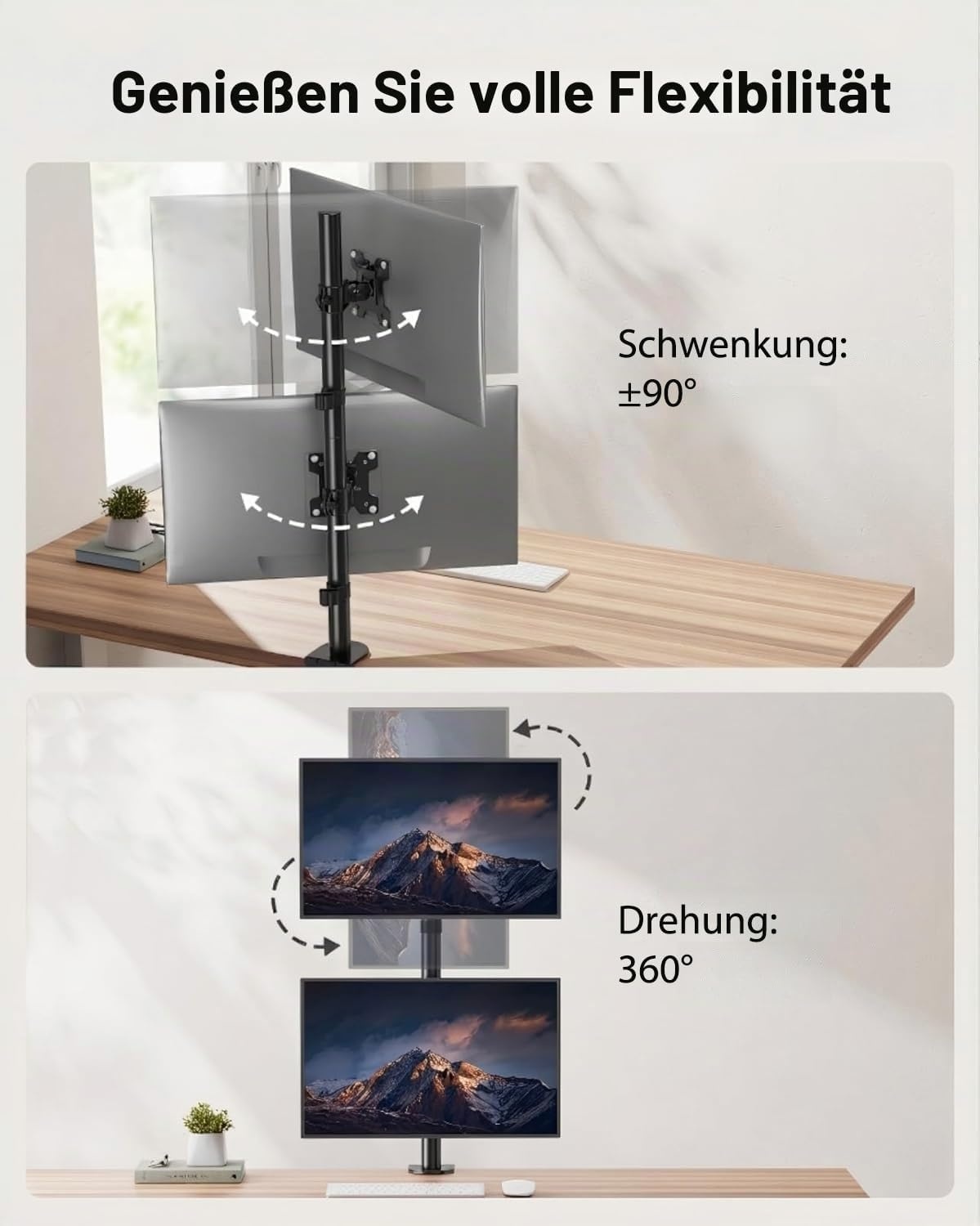 Vertikaler Doppel-Monitorständer 17-32 Zoll - Schwarz - 33% Rabatt